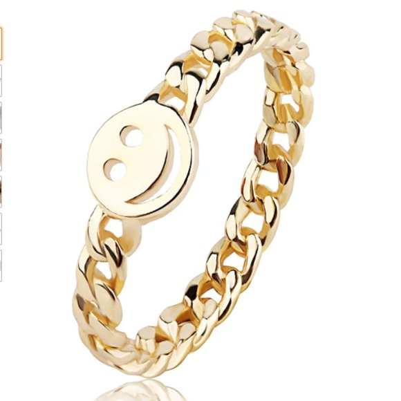 Women Good Luck Smiley Face Ring Happy Face